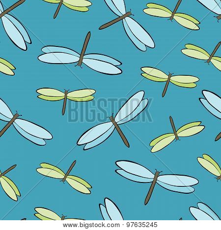 seamless pattern with dragonflies