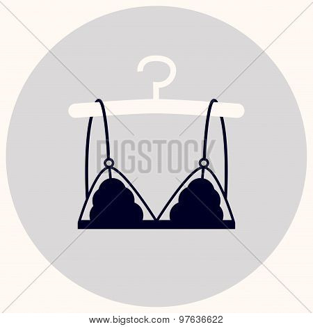 Fashion bra in blue color on the hanger