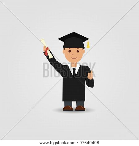 Happy graduate with a diploma in hand, on the day of graduation