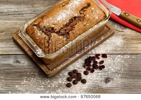 Freshly Baked Zucchini Bread On Rustic Wooden Boards