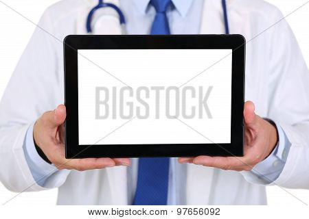 Male Medicine Doctor Holding Digital Tablet Pc