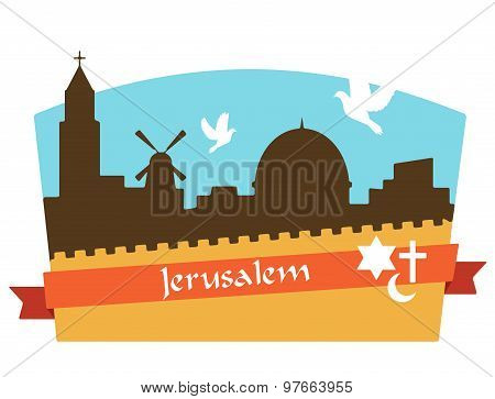View on the landmarks of Jerusalem Old City