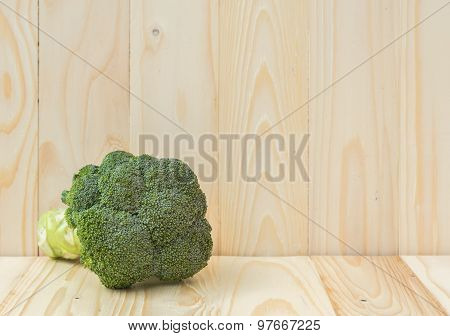 Broccoli On Wood Table
