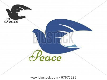 Dove blue silhouette as a symbol of peace