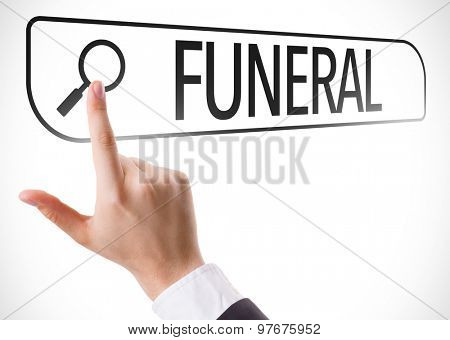 Funeral written in search bar on virtual screen