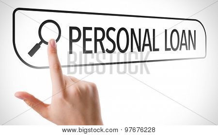 Personal Loan written in search bar on virtual screen