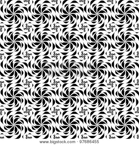 Black And White Geometric Seamless Pattern Twist Stylish, Abstract Background.