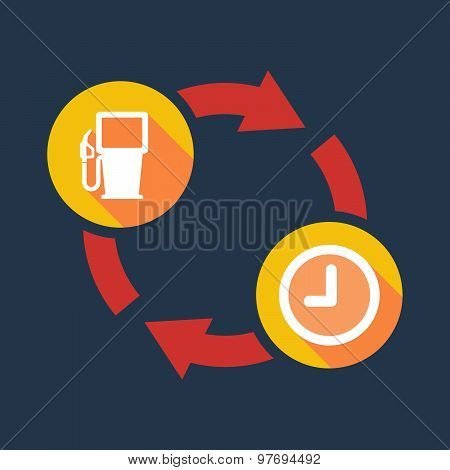 Exchange Sign With A Gas Pump And A Clock