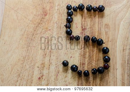 Blackcurrents Shape Number Five Wooden Board Background Large Horizontal