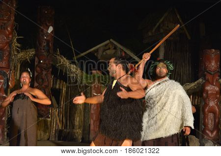 Maori People Sing And Dance