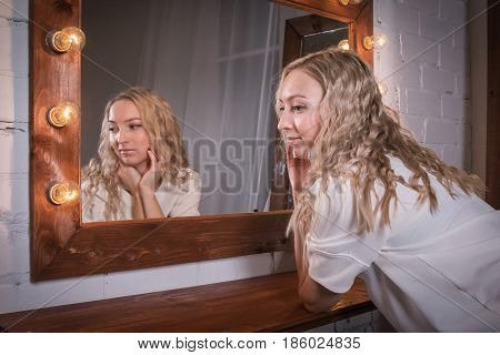 Girl In A Pink Dress In The Room
