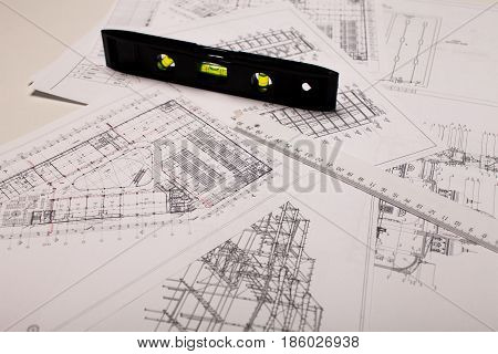 Floor plan designed building on the drawing - background