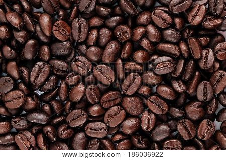 brown coffee beans in background texture closeup