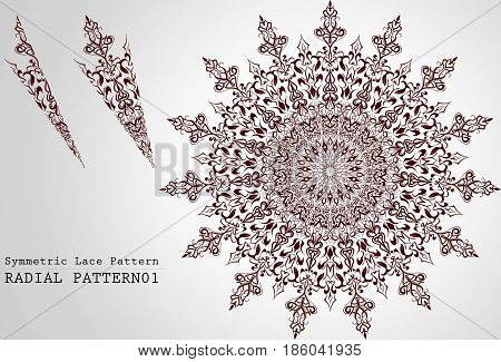 Ornament radial patterns. Inspired from both east and west world. 
It's available in vector file (.ai) included using example