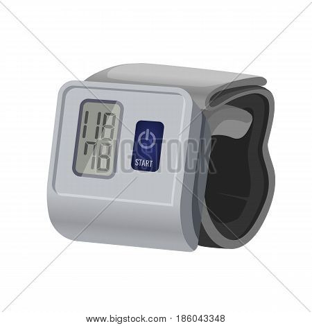 Sphygmomanometer, blood pressure meter with monitor or gauge device used to measure blood pressure. Mechanical manometer vector illustration isolated