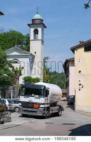 Gas Truck On The Road At Malcantone Valley