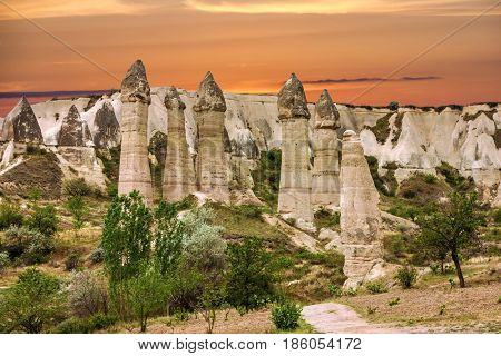 Volcanic rocks Cappadocia, Anatolia, Turkey. Goreme national park.