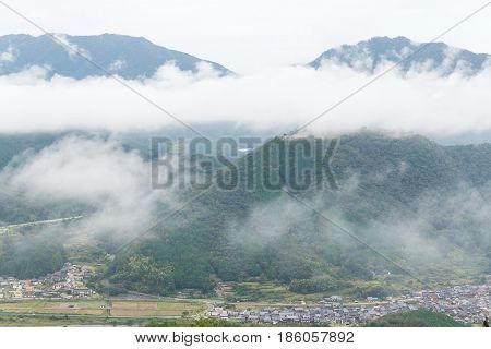 Sea of cloud in the mountain and village