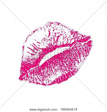 Sensual Isolated natural red imprint of lips. Lip impression