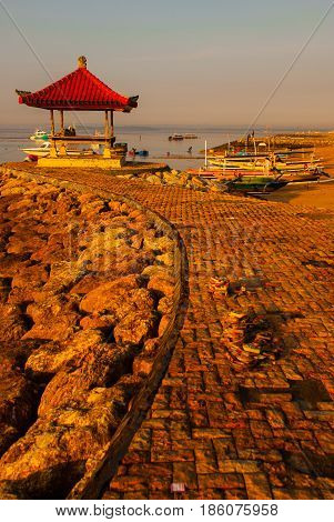 Beautiful Morning At Karang Beach, Sanur In Bali, Indonesia