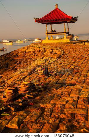 Beautiful Morning At Karang Beach, Sanur In Bali, Indonesia