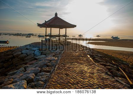 Beautiful Morning At Karang Beach, Sanur In Bali, Indonesia