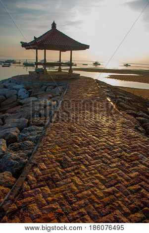 Beautiful Morning At Karang Beach, Sanur In Bali, Indonesia