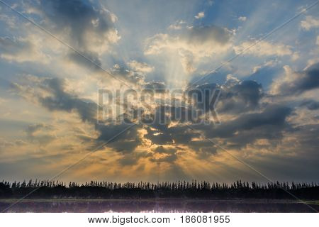 water and sky is beautiful in summer day at swamp
