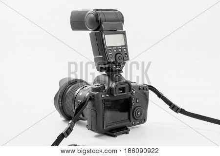 GOMEL BELARUS - May 12 2017: Canon 6d camera with lens on a white background. Canon is the world's largest SLR camera manufacturer
