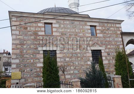 SKOPJE, MACEDONIA - MARCH 9, 2017:  15 century Mosque Jamia in Skopje, Macedonia Republic