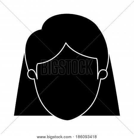 silhouette black faceless closeup front view woman with short straigth hair vector illustration