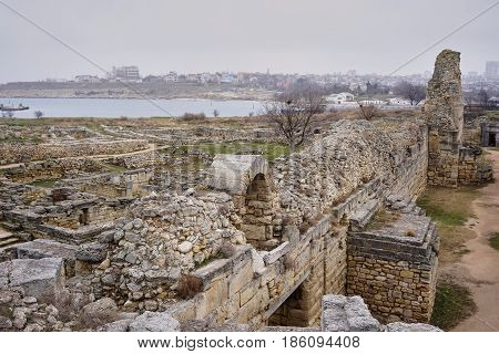 A historical place. Ancient Chersonese.On the shore of the Black sea.Ongoing excavations.Christianity.Crimea.