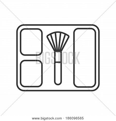 Blusher linear icon. Thin line illustration. Blusher box with brush contour symbol. Vector isolated outline drawing