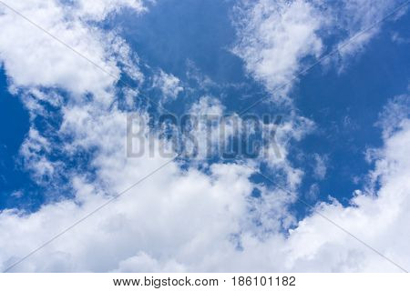 View on beautiful white clouds in a blue sky. Clouds and Skies in the Morning. 
The Sun behind Clouds. Fresh Air. Cloudy Weather. Cloud Formations. White Clouds
