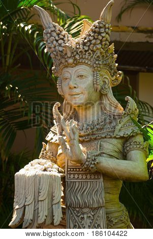 Beautiful Female Sculpture Made Of Stone. Bali, Indonesia.