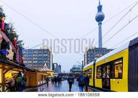 BERLIN, GERMANY- December 24, 2016: Tv tower or Fersehturm on December 24, 2016. BERLIN, Germany.