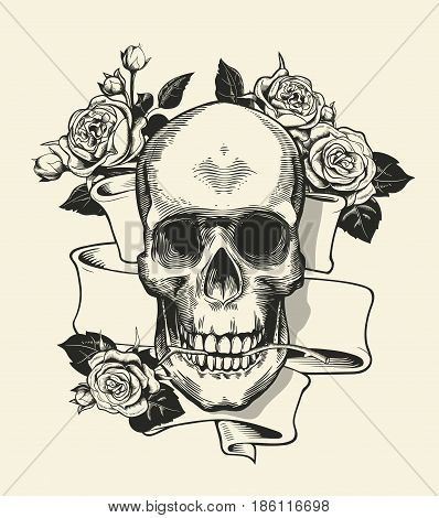 Human Skull Rose Vector Photo Free Trial Bigstock