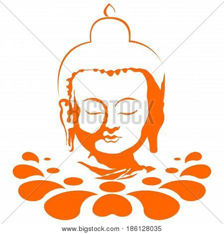 vector color buddha head on lotus flower