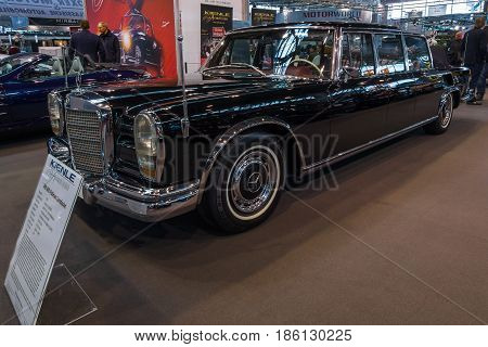 STUTTGART GERMANY - MARCH 02 2017: Full-size luxury car Mercedes-Benz 600 Landaulet (W100). Europe's greatest classic car exhibition 