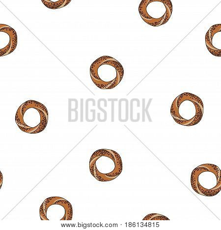 Simit bread seamless pattern. Bagel illustration background.