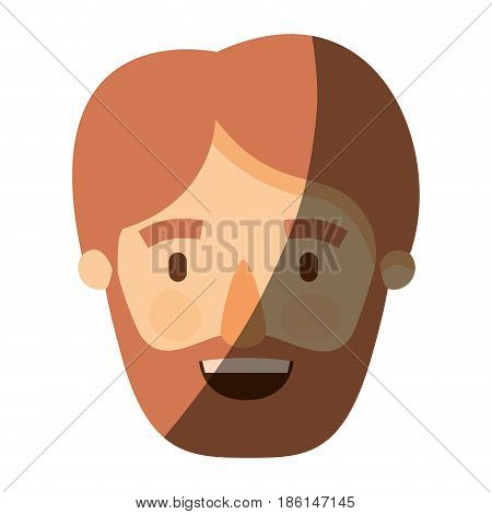 color image shading caricature front view old man with light brown hairstyle vector illustration