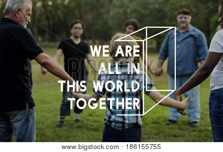 Community service volunteers togetherness teamwork