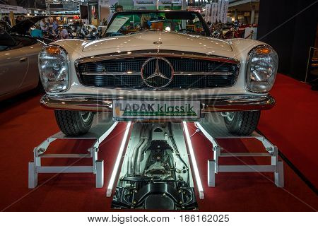STUTTGART GERMANY - MARCH 02 2017: Sports car Mercedes-Benz 230SL (W113) Pagoda 1965. Europe's greatest classic car exhibition 