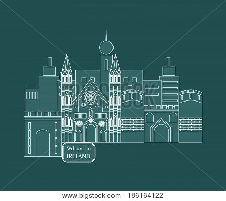 set in the style of a flat design on the theme of Ireland.