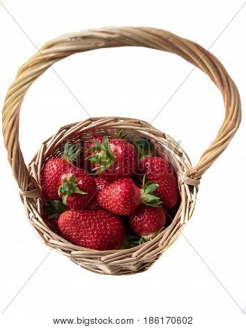 Strawberry In A Basket On A White Background