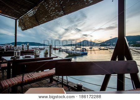 The September night in Rafailovici bay in Montenegro