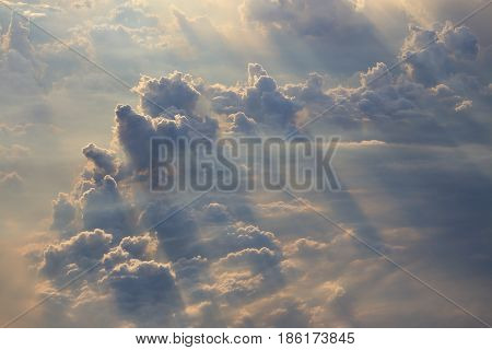 cloud expanse on sky with light beam
