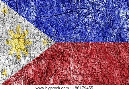 Grudge stone painted Philippines flag close up