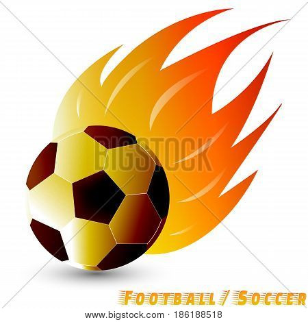 football ball or soccer ball with red orange yellow tone fire in the white background. Logo of football or soccer club. vector. illustration. basic red green blue. graphic design.
