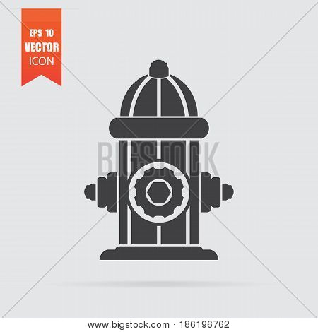 Fire Hydrant Icon In Flat Style Isolated On Grey Background.
